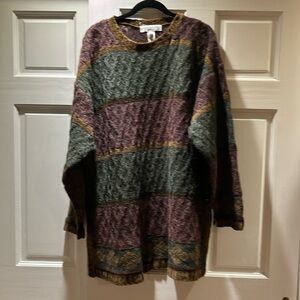 Jones New York Green, Purple and Golden Brown Sweater.